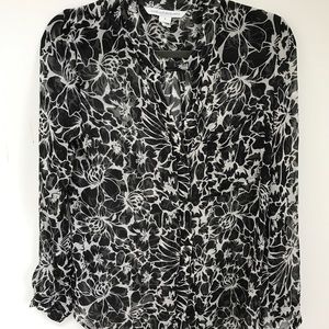 DVF Sheer b&w blouse